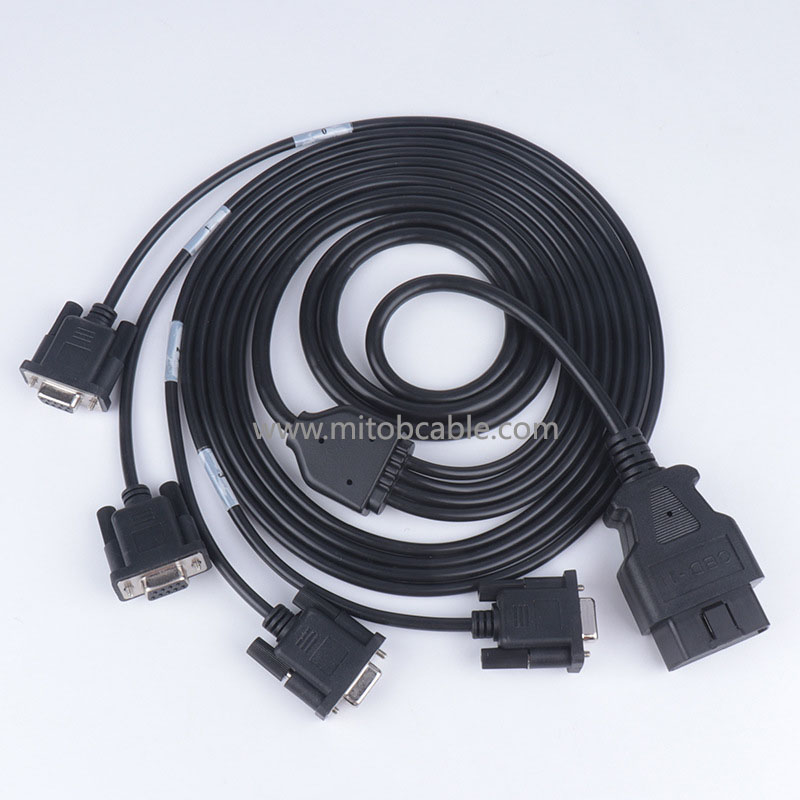 OBD2 16PIN to 4 DB 9PINCABLE OBD2 Diagnostic Tool Connection Cable 