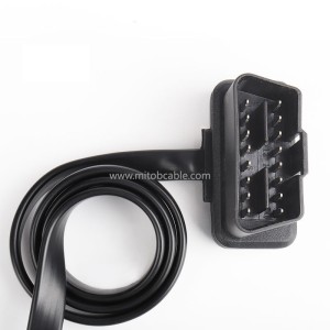 OBD2 extension cable with switch Ultra-thin noodle elbow type car OBD flat cable connector adapter cable 