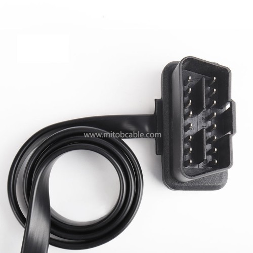 OBD2 extension cable with switch Ultra-thin noodle elbow type car OBD flat cable connector adapter cable