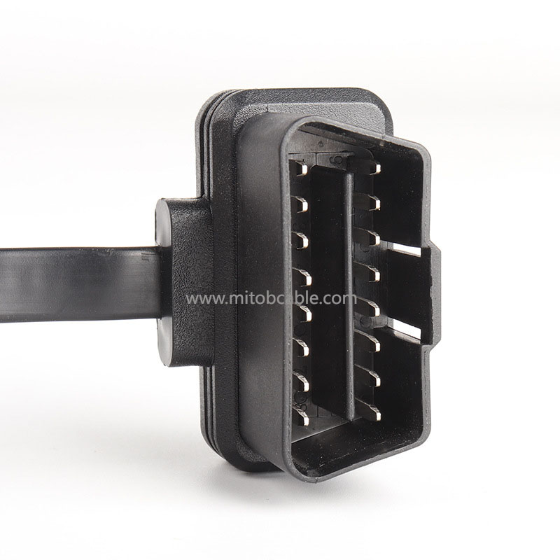 Ultra-thin automotive obd2 one in three flat cable with switch connecting cable OBD extension cable 16 pins 8 cores 60cm 