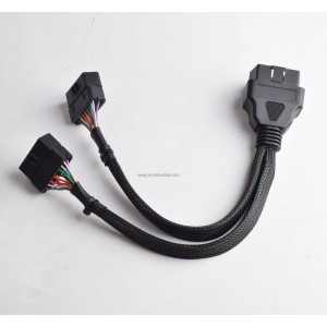 Suitable for automotive OBD2 one-part-two extension cable round cable one to two adapter adapter cable  