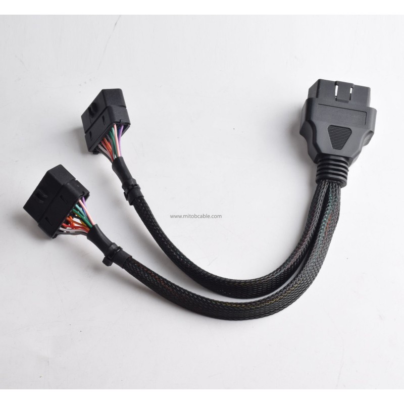 Suitable for automotive OBD2 one-part-two extension cable round cable one to two adapter adapter cable  