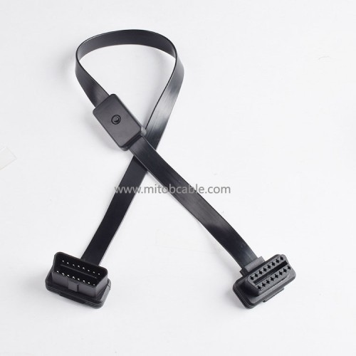 New Product OBD2 male to female extension cable with switch obd2 flat cable 16 pins 16 cores all energized
