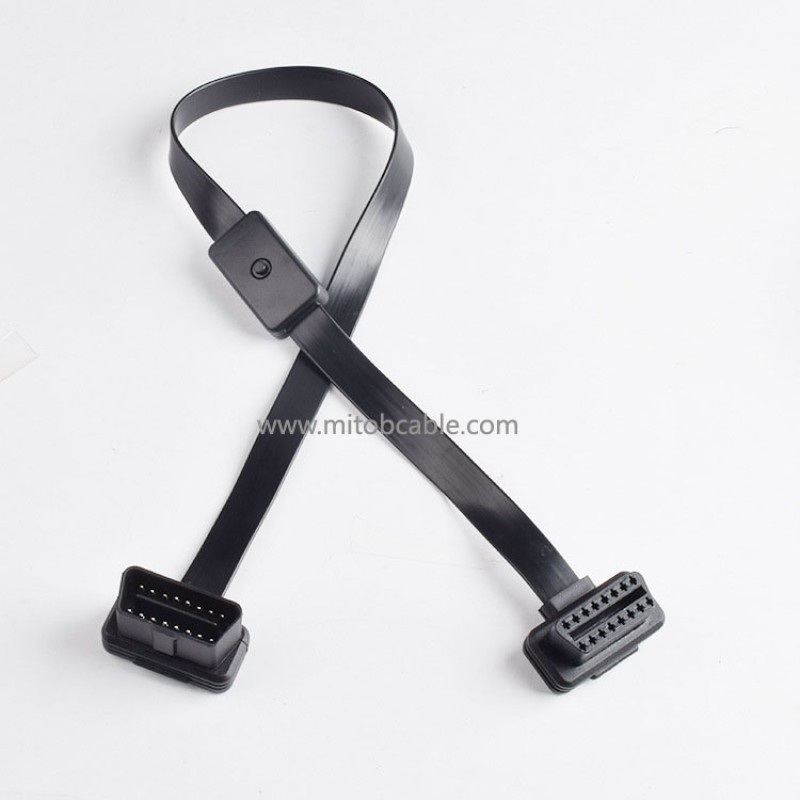 New Product OBD2 male to female extension cable with switch obd2 flat cable 16 pins 16 cores all energized 