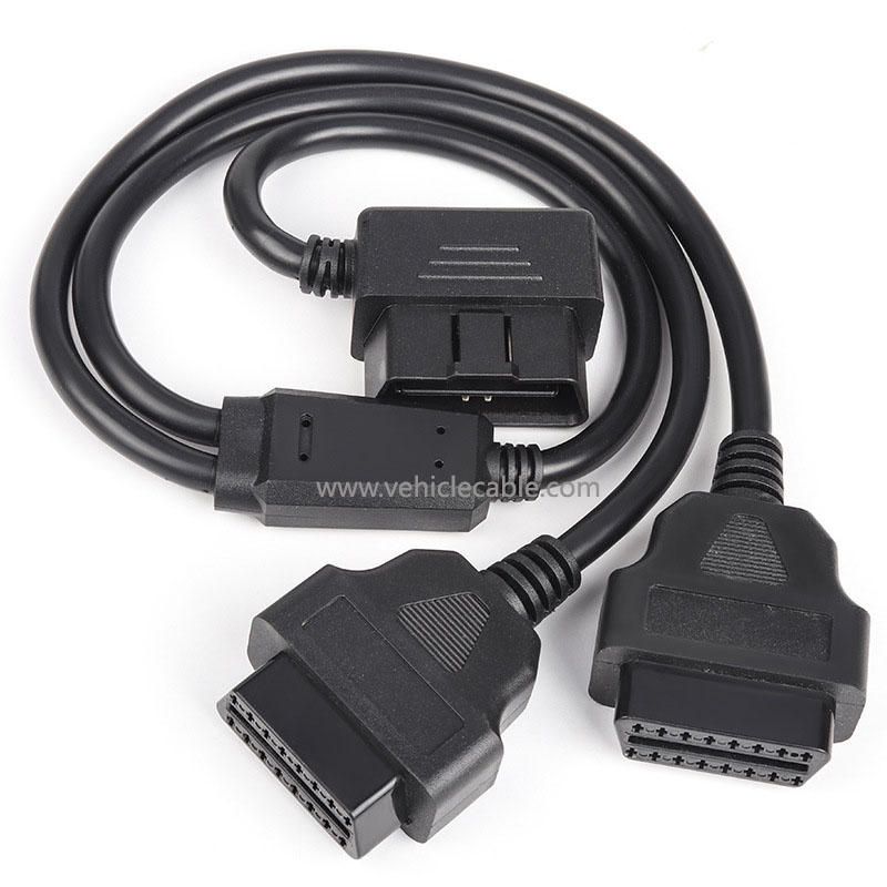 L-type OBD2 one-point-two extension cable elbow 90 degrees one-two connection adapter cable 16-pin 16-core full connection 