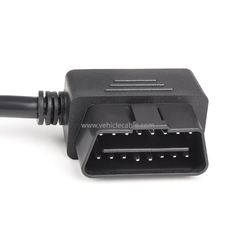 L-type OBD2 one-point-two extension cable elbow 90 degrees one-two connection adapter cable 16-pin 16-core full connection 