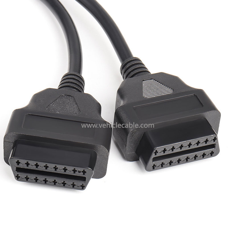 L-type OBD2 one-point-two extension cable elbow 90 degrees one-two connection adapter cable 16-pin 16-core full connection 
