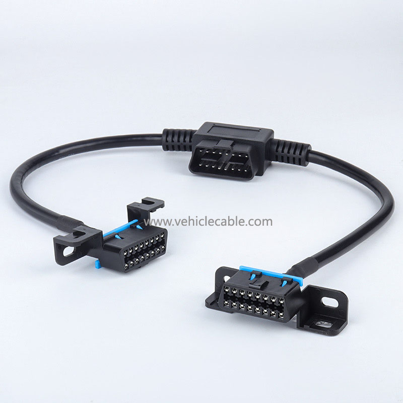 Car OBD interface expansion conversion cable OBD2 one-part-two connecting cable original car plug extension cable 16-pin 16-core 