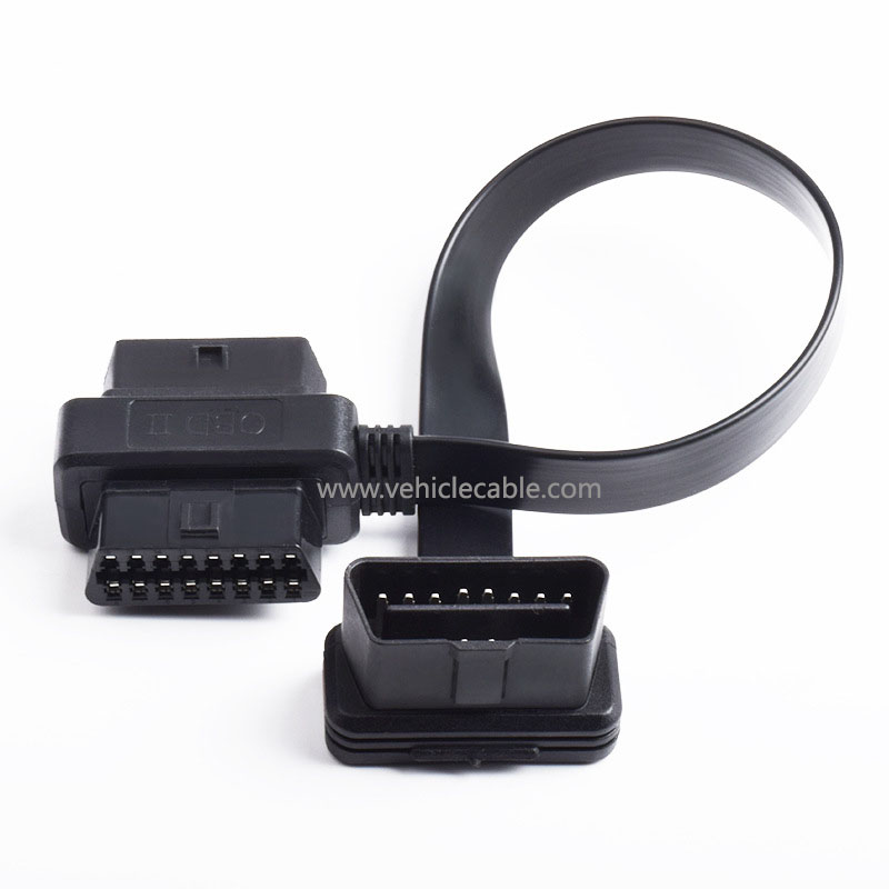 Car OBD cable OBD2 extension cable one point two noodle flat cable obd one tow two full core energised 0.3m 