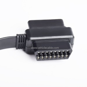 Car OBD cable OBD2 extension cable one point two noodle flat cable obd one tow two full core energised 0.3m 