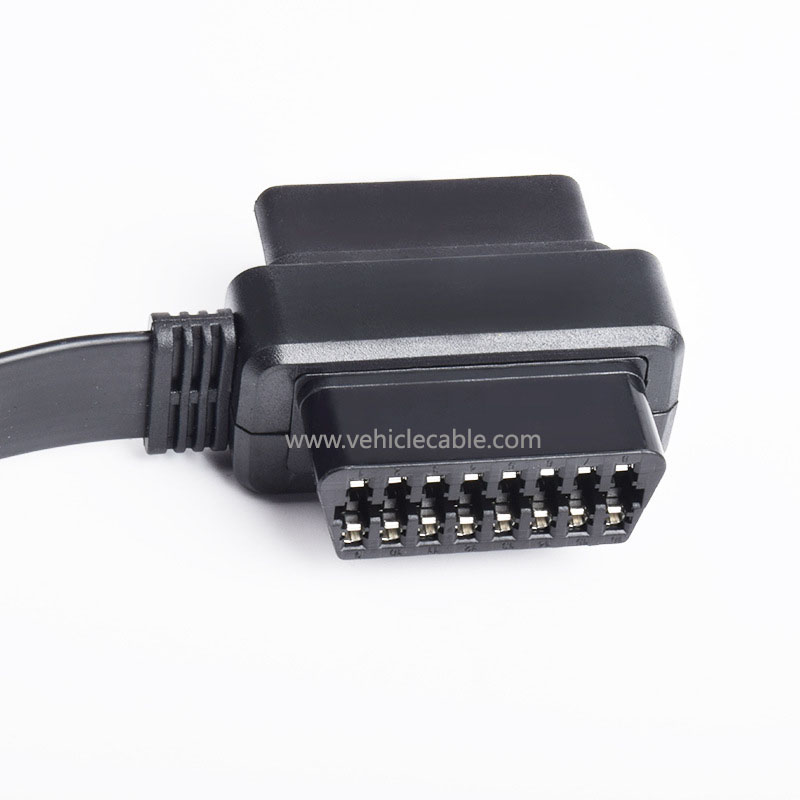 Car OBD cable OBD2 extension cable one point two noodle flat cable obd one tow two full core energised 0.3m 