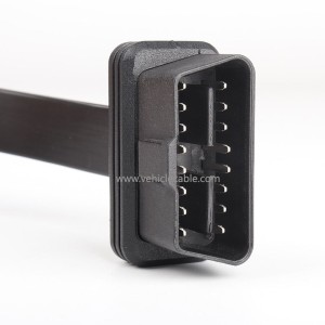 Car OBD2 one to two adapter cable straight OBD one to two flat cable extension cable 16 pin 16 core 0.3m 
