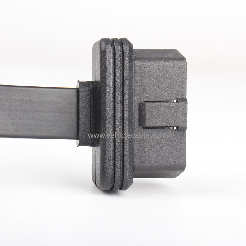 Car OBD2 one to two adapter cable straight OBD one to two flat cable extension cable 16 pin 16 core 0.3m 