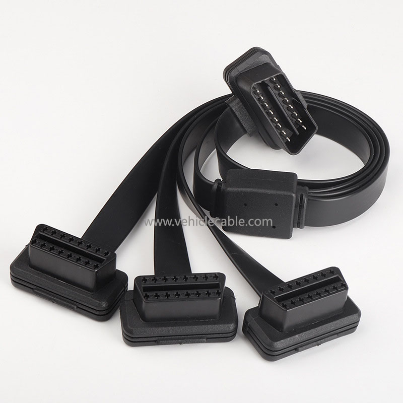 Automotive OBD2 one-part-three flat cable 16-core energised OBD2 adapter expansion cable one-part-three extension cable 