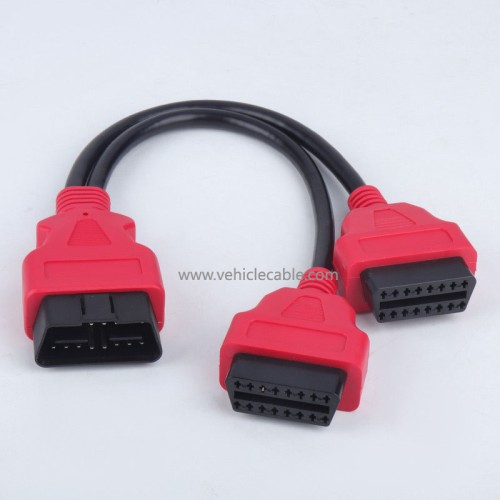 OBD2 one-part-two adapter cable extension cable OBD extension cable 12V car special universal 16-pin core splitter