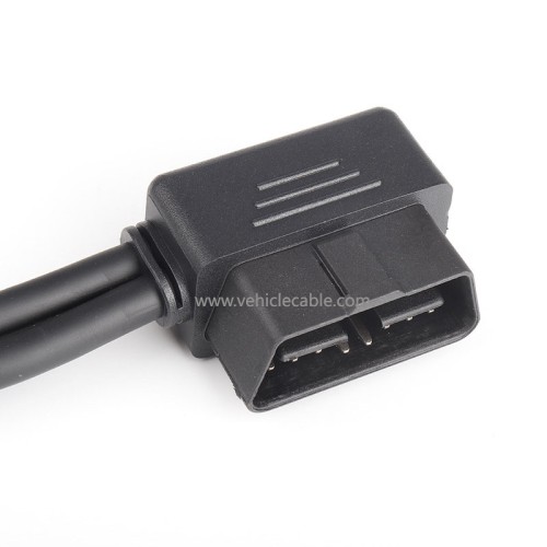 L-type OBD2 one-part-two extension cable elbow 90 degrees one-two-connection adapter cable 16-pin 16-core 0.3m