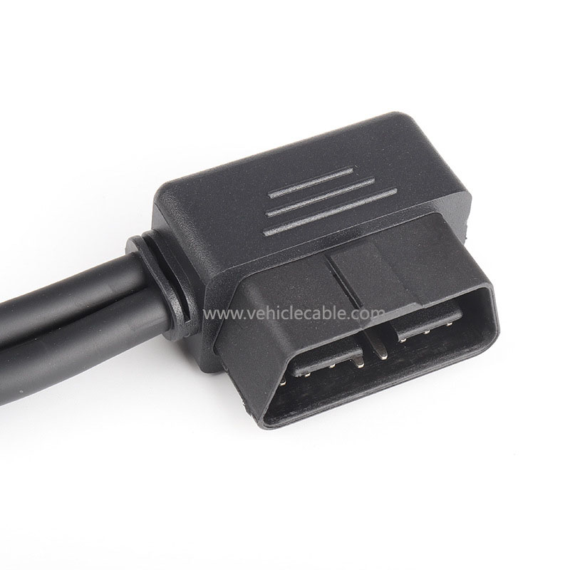 L-type OBD2 one-part-two extension cable elbow 90 degrees one-two-connection adapter cable 16-pin 16-core 0.3m 