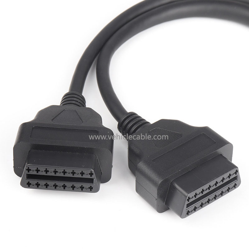 L-type OBD2 one-part-two extension cable elbow 90 degrees one-two-connection adapter cable 16-pin 16-core 0.3m 