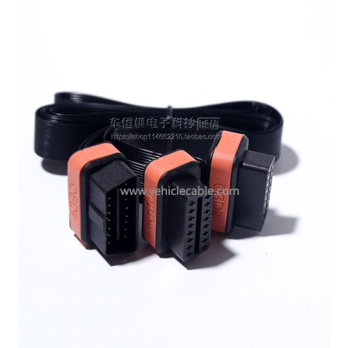 OBD2 one in two extension cable 16Pin flat cable adapter cable obd one to two expansion cable 16 pin fully energised 1m