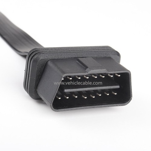 Automotive OBD2 one tow three connecting cable straight head one point three flat cable extension cable 16 pins 16 core 0.5M manufacturer