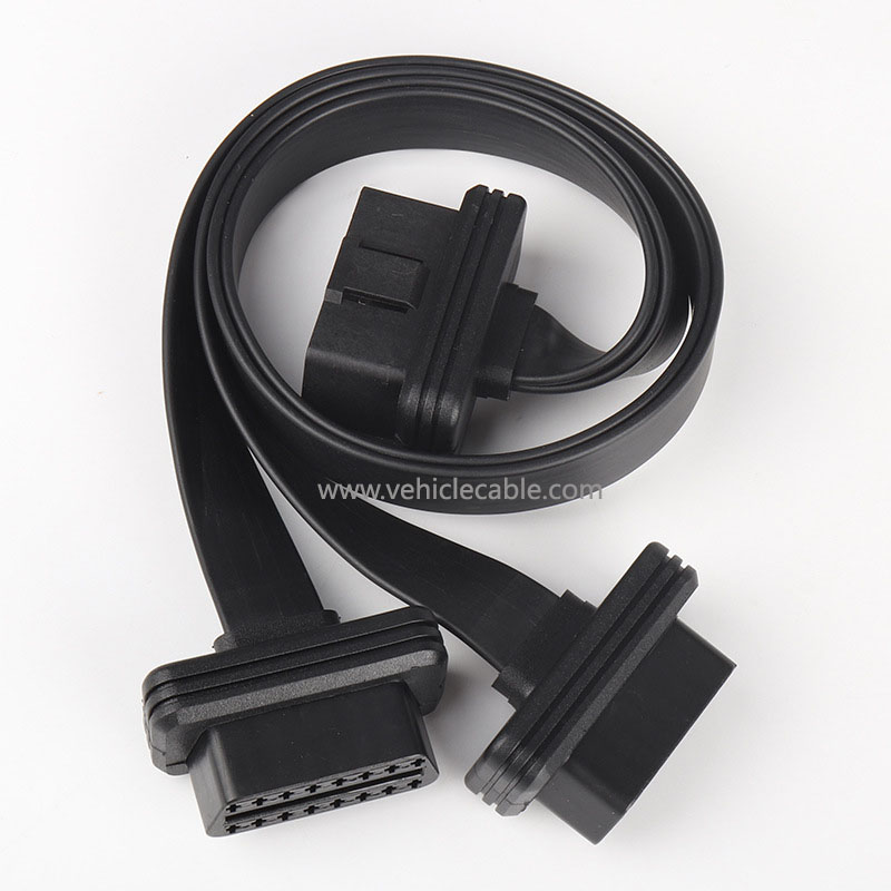 Car OBD2 one to two adapter cable Expansion cable one to two extension cable OBD2 flat cable 16 core energised 