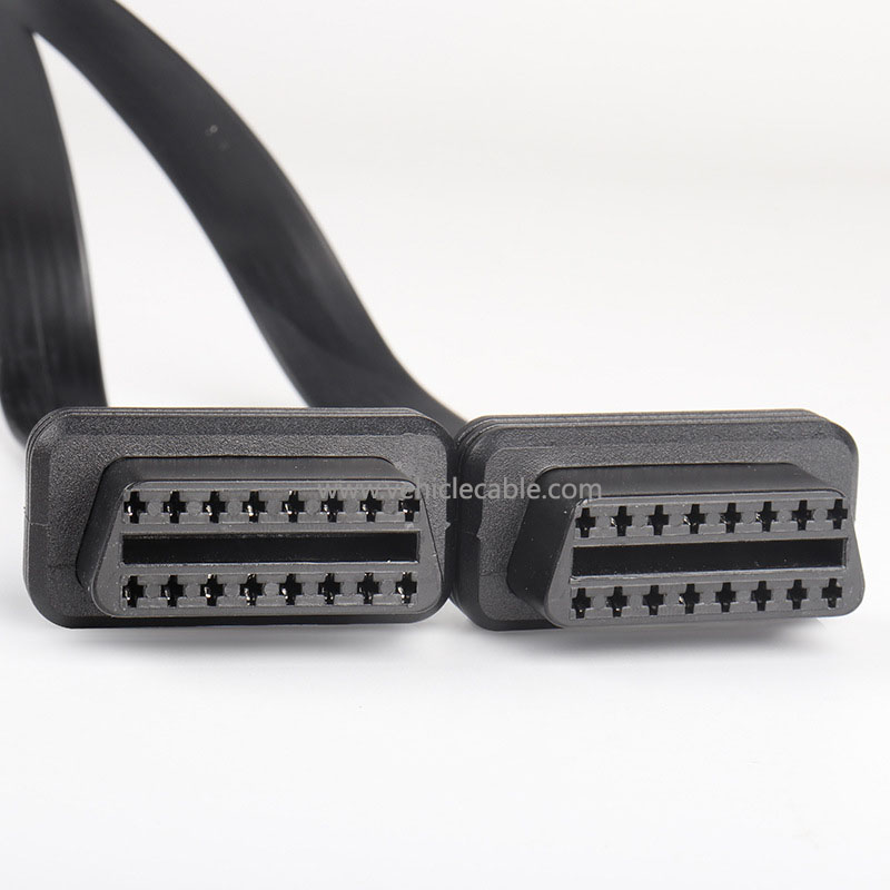 Car OBD2 one to two adapter cable Expansion cable one to two extension cable OBD2 flat cable 16 core energised 