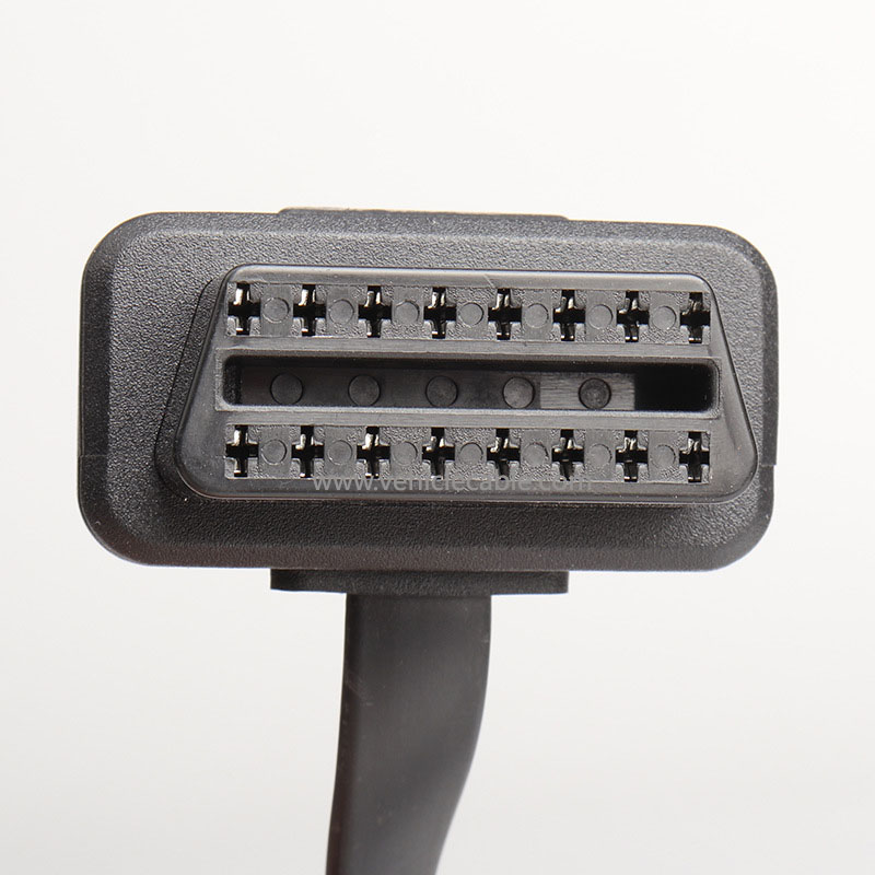 Car OBD2 male to female extension cable expansion cable obd elbow flat cable connecting cable 60cm 16pin 8 core 