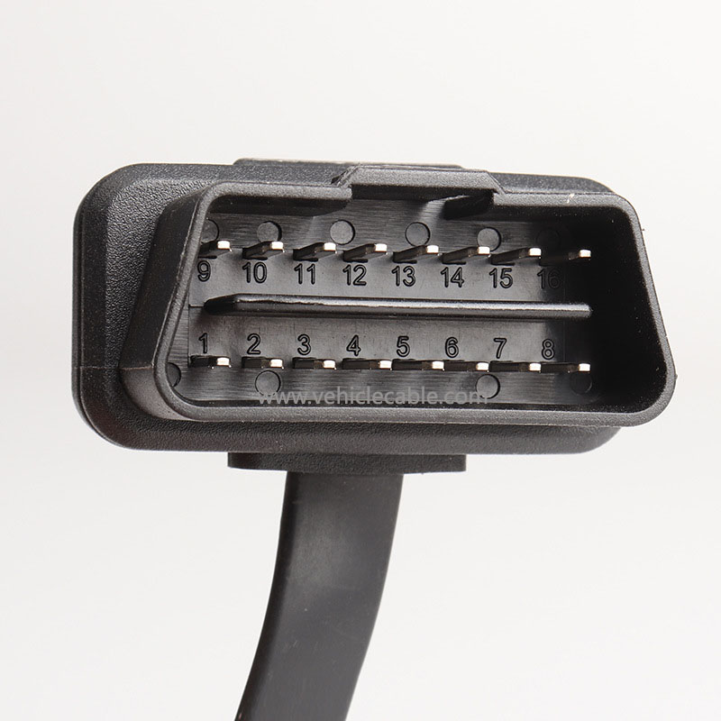 Car OBD2 male to female extension cable expansion cable obd elbow flat cable connecting cable 60cm 16pin 8 core 