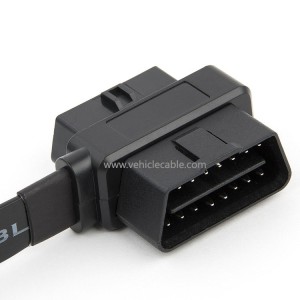 Car OBD cable OBD2 extension cable one point two noodle flat cable obd one tow two full core energised 0.6m 