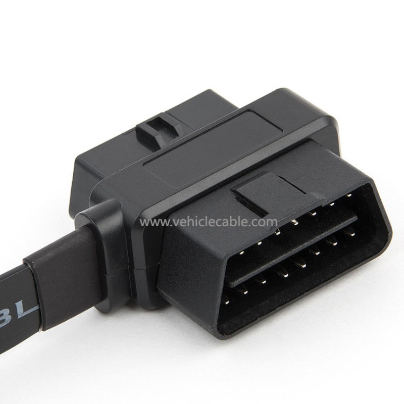 Car OBD cable OBD2 extension cable one point two noodle flat cable obd one tow two full core energised 0.6m 