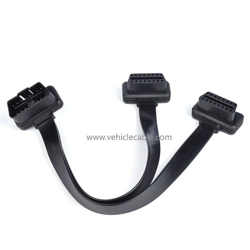 Car OBD2 one to two adapter cable OBD expansion cable one to two extension cable flat cable 16 pin 16 core copper wire 