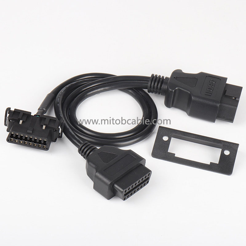 OBD2 1 in 2 conversion cable with baffle Kia 1 in 2 connection cable 16 pin 16 core 0.5 meter 