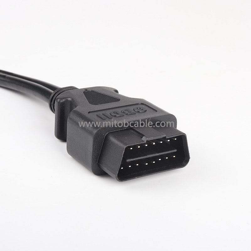 OBD2 1 in 2 conversion cable with baffle Kia 1 in 2 connection cable 16 pin 16 core 0.5 meter 