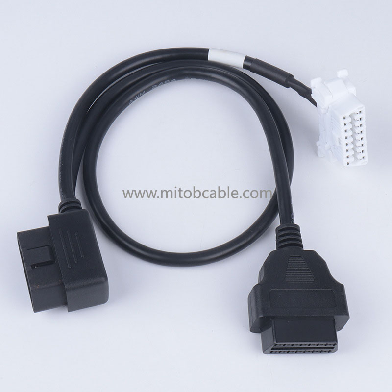 Automotive OBD2 one-part-two extension cable Toyota Japanese original interface OBD connecting cable special harness 16 core 
