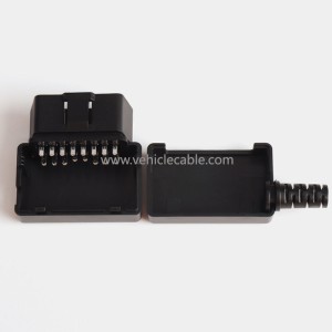 Car OBD2 16pin Male Concealed Snap Fit Shell OBD Plug+Housing+SR Screwless 