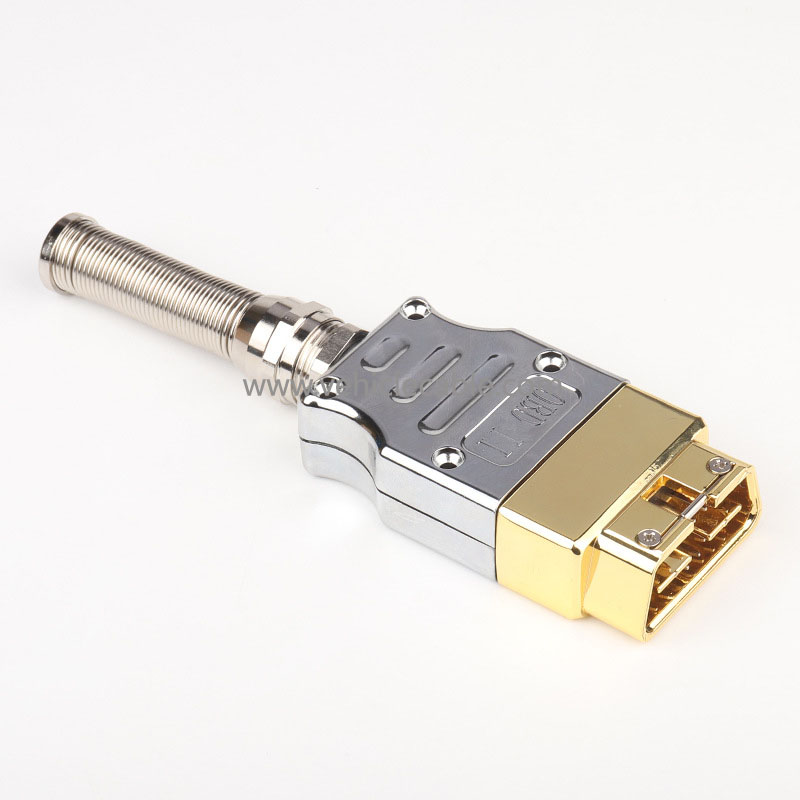 Metal OBD 16 pin male connector assembled metal OBD connector Zinc alloy OBD male connector 