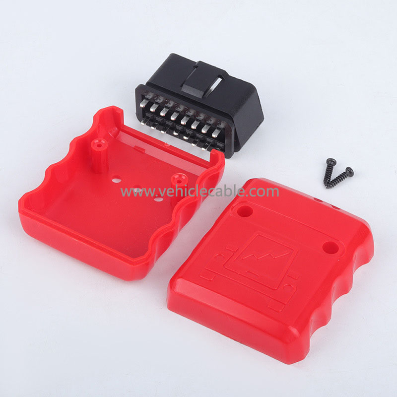 Truck J1962M Automotive OBD2 Male OBD 16pin Connector Gold-plated 90°Bend Pin Male Housing 