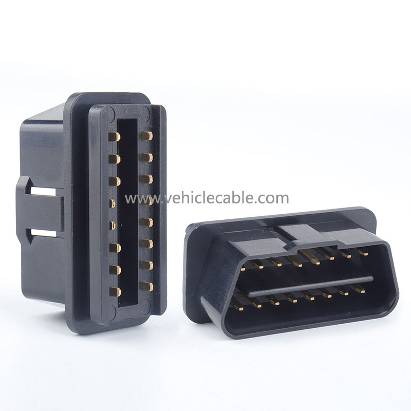 Automotive male connector OBD2 16pin connector gold plated bent pin male OBD plug J1962M 