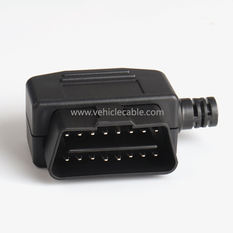 Automotive OBD2 16-pin male connector OBD housing with plug+shell+SR+open key+screws 