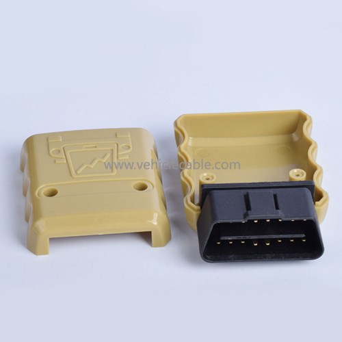 J1962M Automotive OBD2 Male OBD 16pin Connector Gold-plated 90°Bend Pin Male 12V/24V