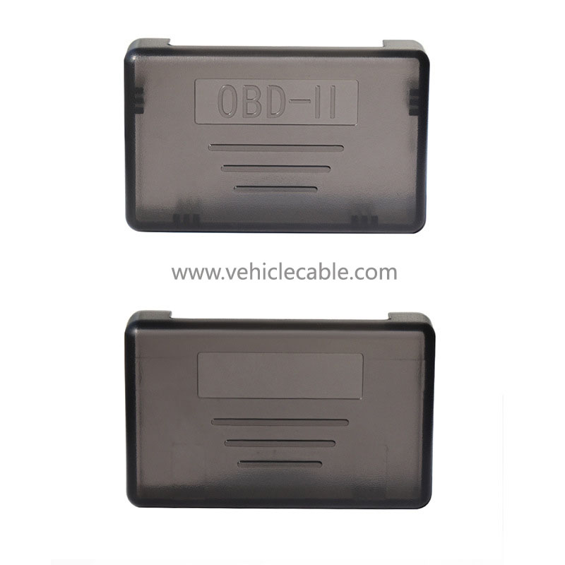 Automotive Male Header OBD2 16 Pin Connector Concealed Button Assembly Shell Transparent Black OBD Plug J1962M 