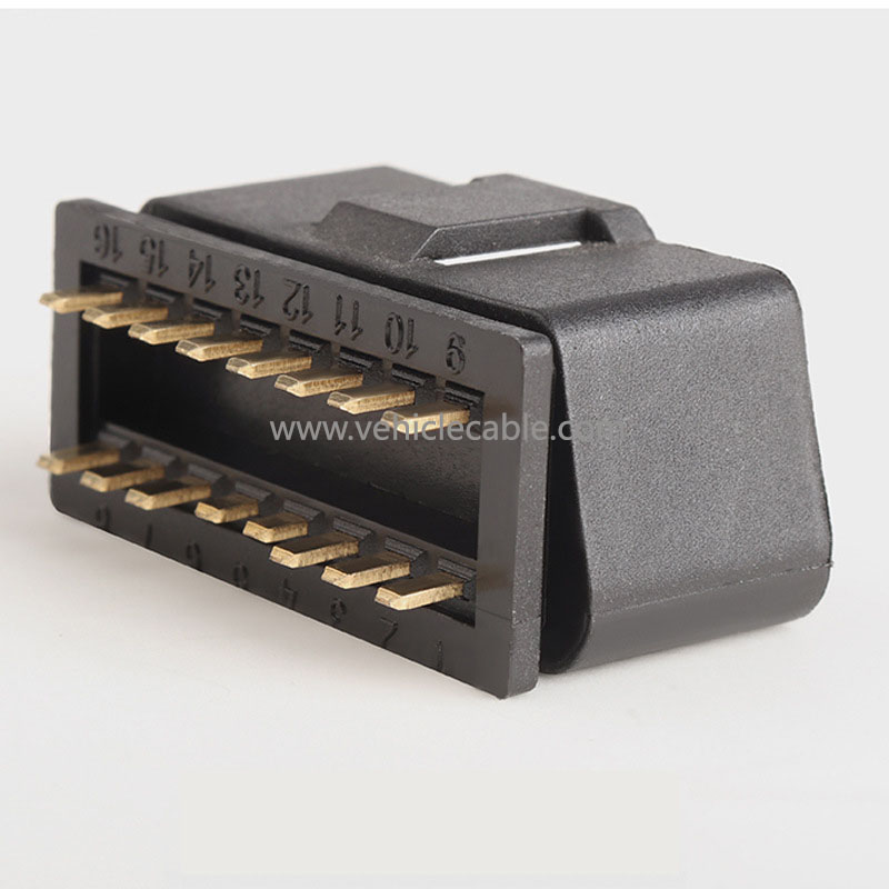 OBD2 16pin pin male connector gold plated nickel plated connector OBD plug car interface 12V 
