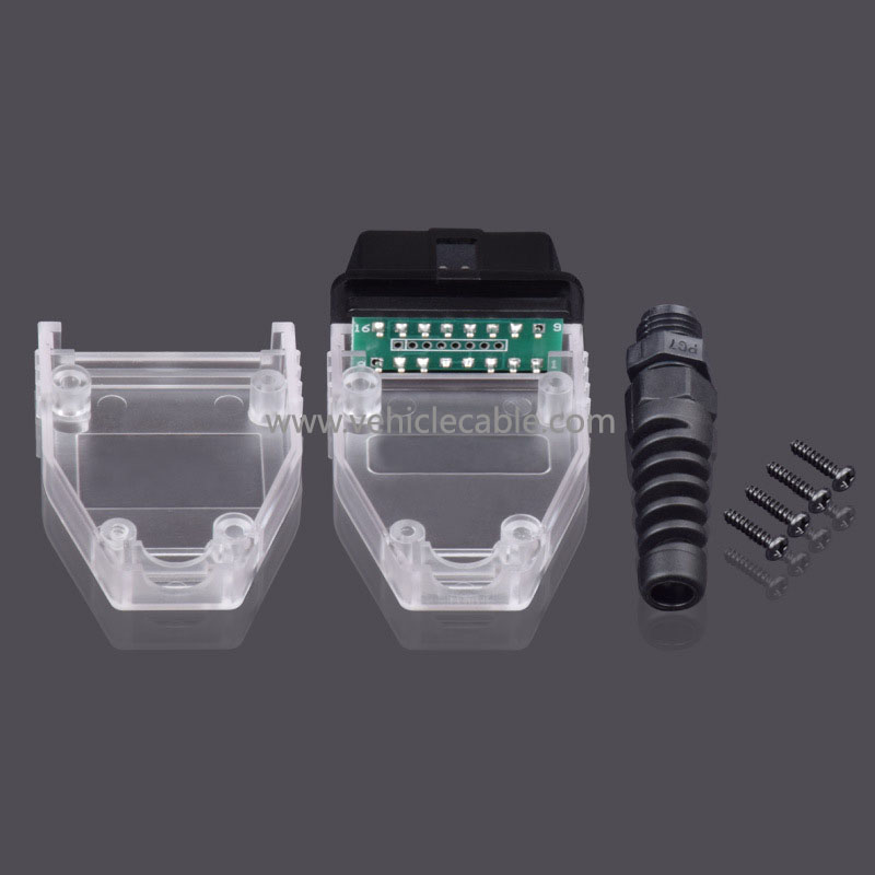 Automotive OBD2 16 Pin Connector Male OBD Housing with Plug+Shell+SR+Screws 