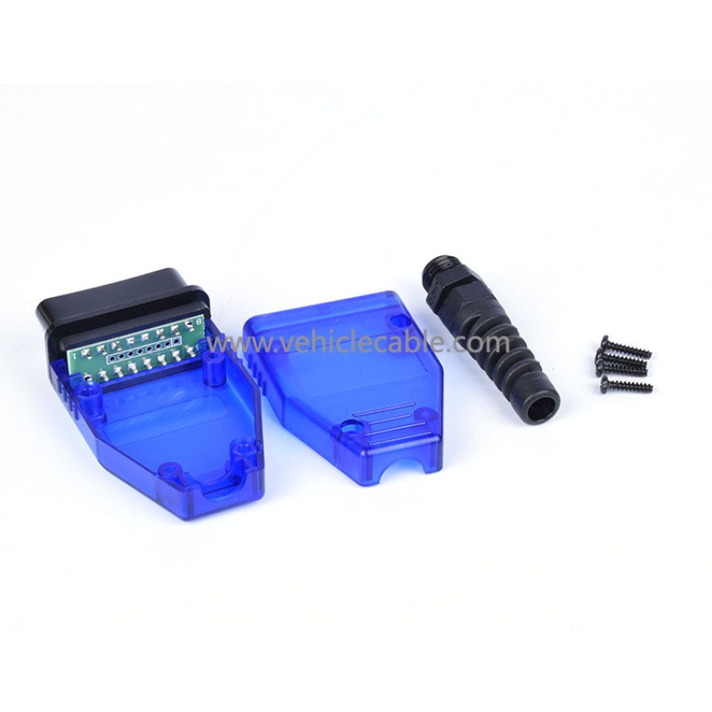 Automotive OBD2 16 Pin Connector Male OBD Housing with Plug+Shell+SR+Screws 