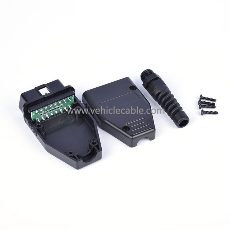 Automotive OBD2 16 Pin Connector Male OBD Housing with Plug+Shell+SR+Screws 