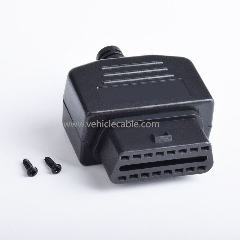 Automotive OBD2 Female Diagnostic Interface OBD Plug OBD2 Shell Assembly Rear Outlet 