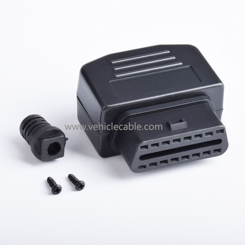 Automotive OBD2 Female Diagnostic Interface OBD Plug OBD2 Shell Assembly Rear Outlet 
