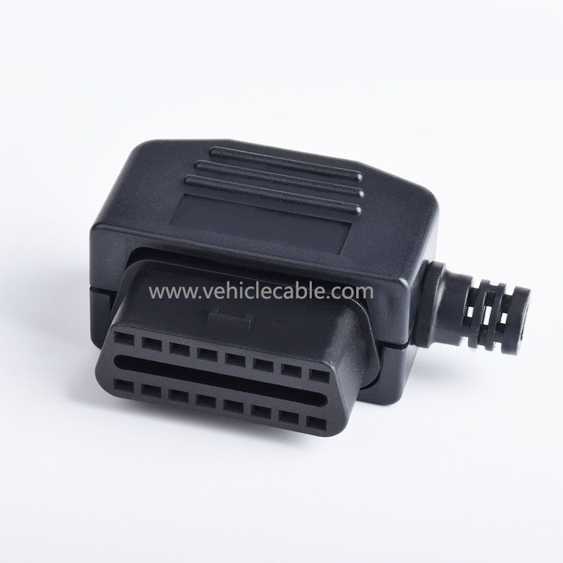 Automotive OBD2 Female Diagnostic Interface OBD Plug OBD2 Shell Assembly Side Outlet 