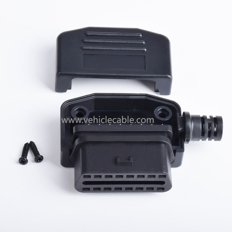 Automotive OBD2 Female Diagnostic Interface OBD Plug OBD2 Shell Assembly Side Outlet 
