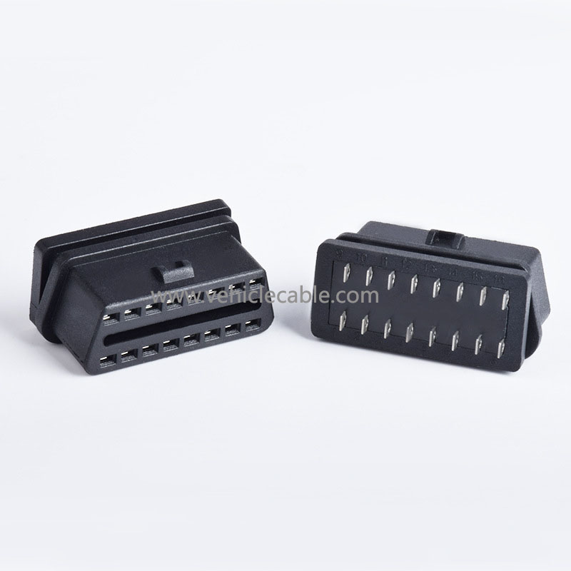 Automotive OBD2 female connector pin injection molding type OBD plug diagnostic interface With shell optional 